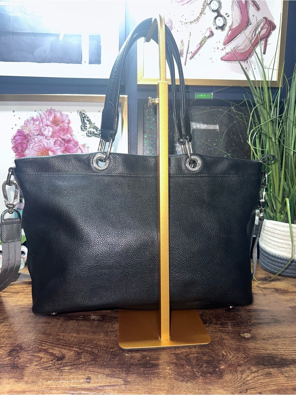 Longchamp Black Pebbled Leather Tote Bag - Picture 3 of 15